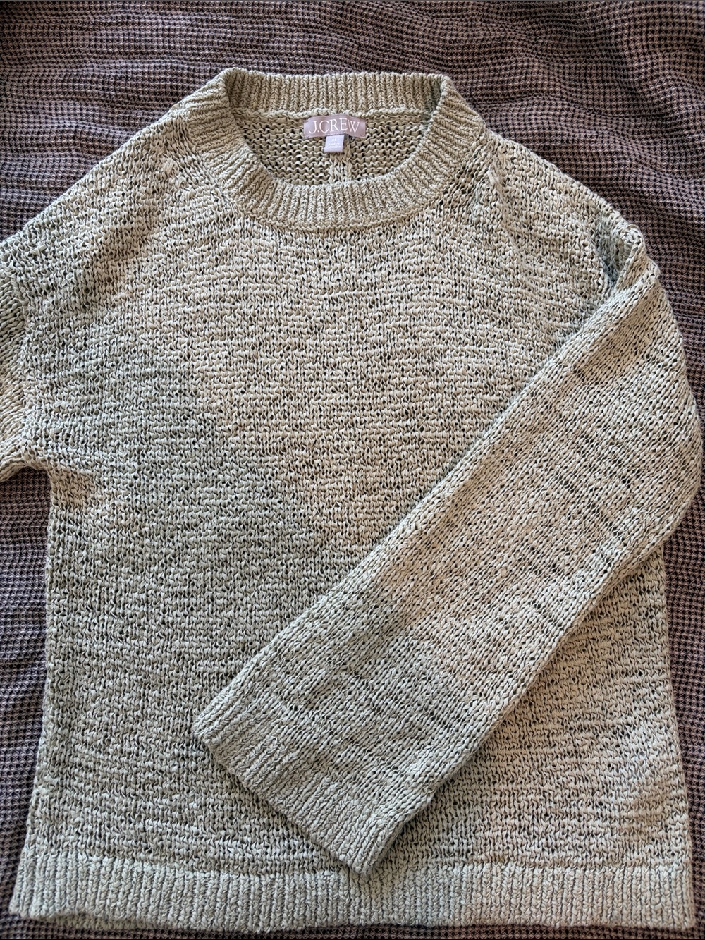 J. Crew Women’s Crewneck Cotton Sweater in Heathered Green